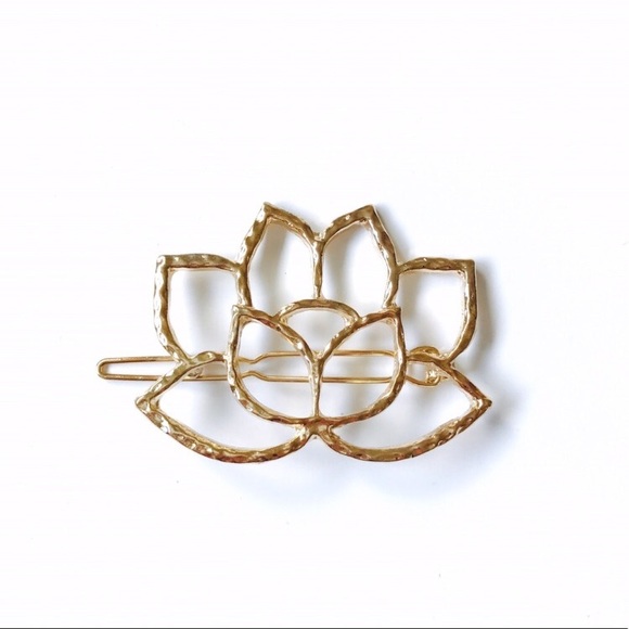 Gold Lotus Flower Hair Clip - Picture 3 of 4